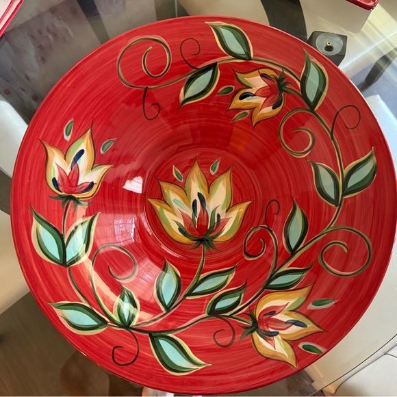 Southern Living Red Floral Serveware Bowl - Picture 1 of 2